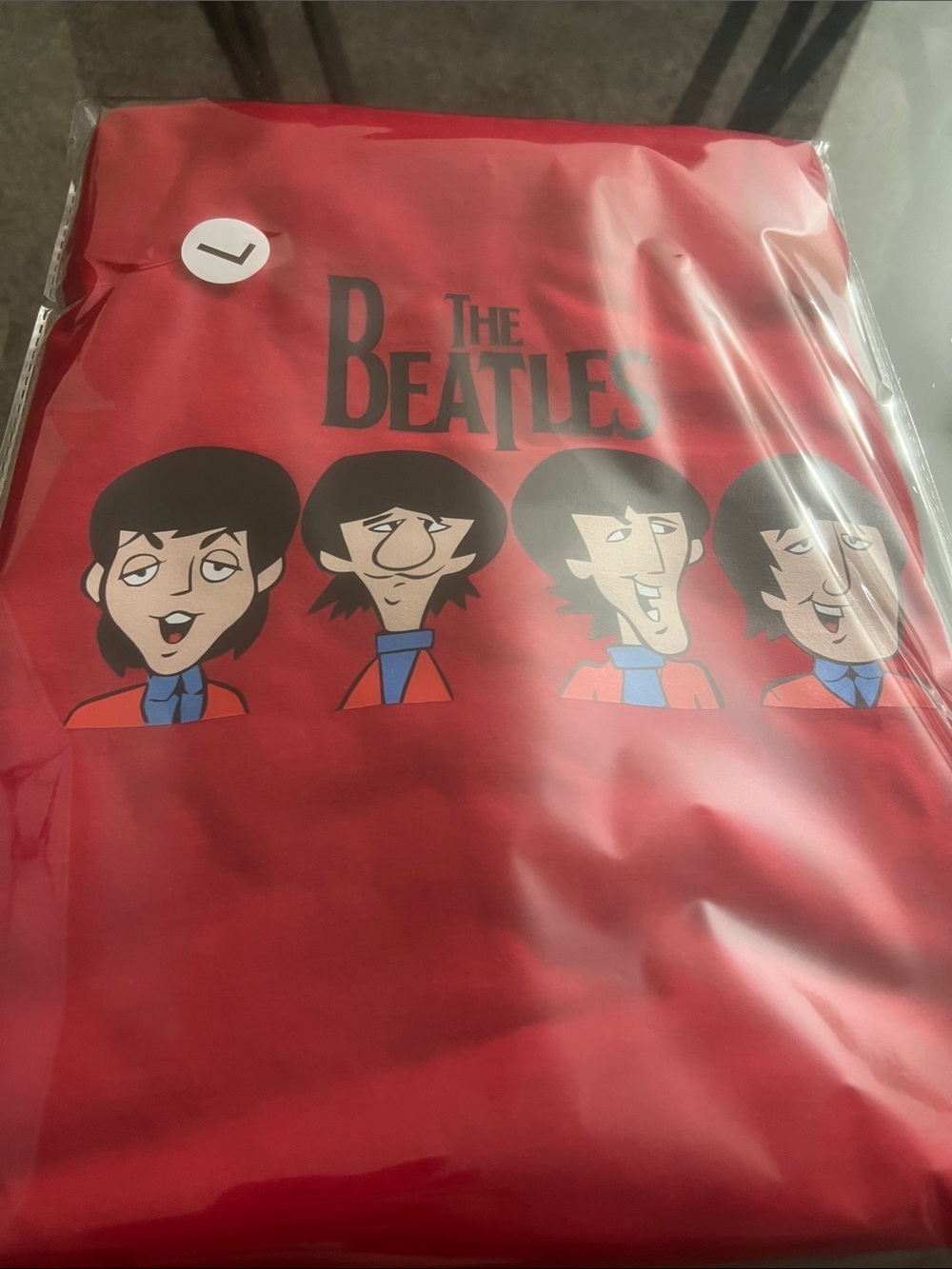 The Beatles Red Short Sleeve Tee with Cartoon Band Print - Picture 3 of 3